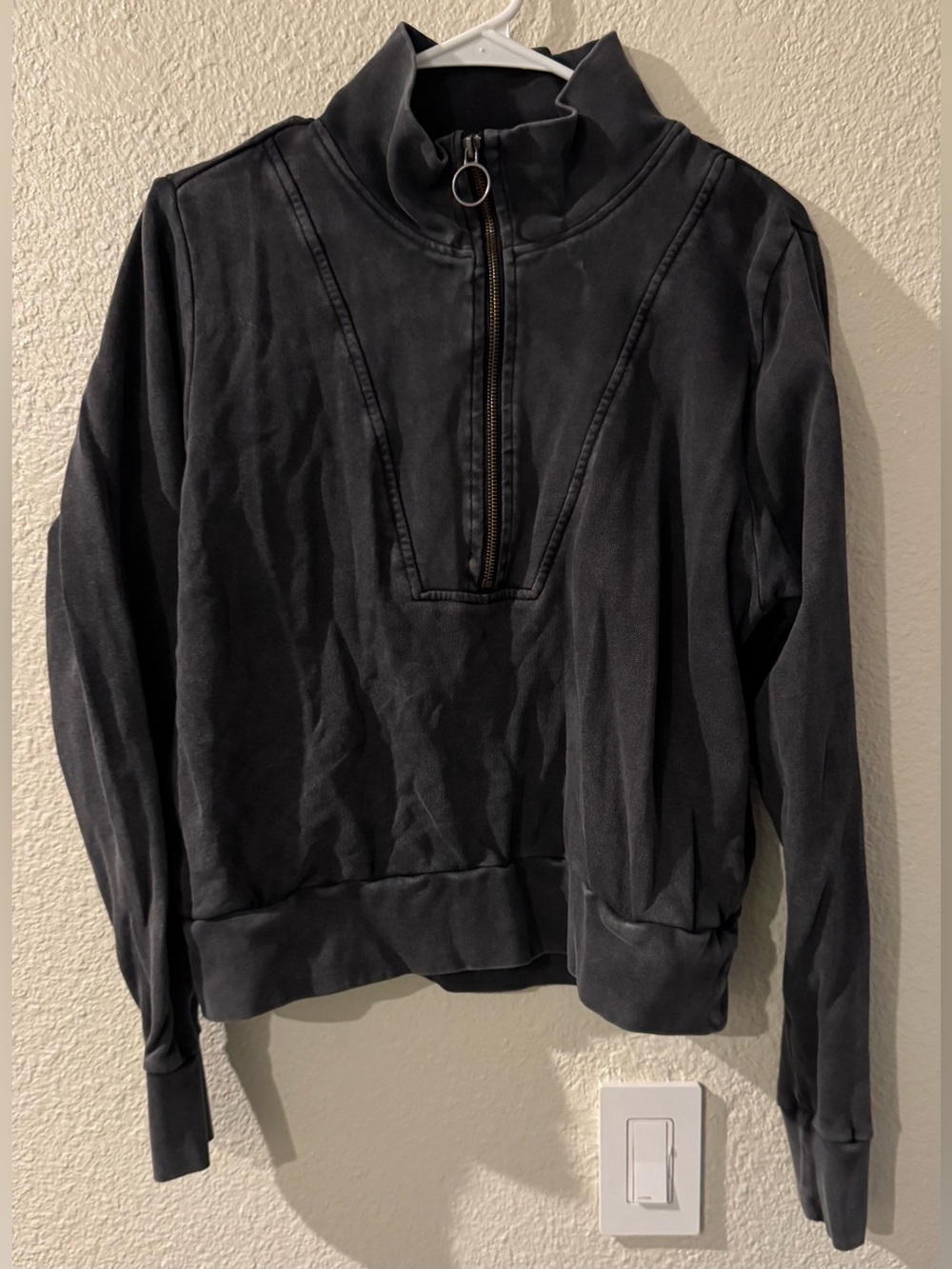Women's Washed Black Quarter-Zip Pullover